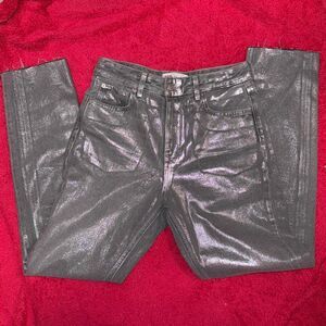 Zara Women's silver metallic Jeans